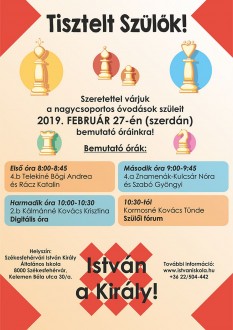 Bemutató órák szülőknek az István Király Általános Iskolában